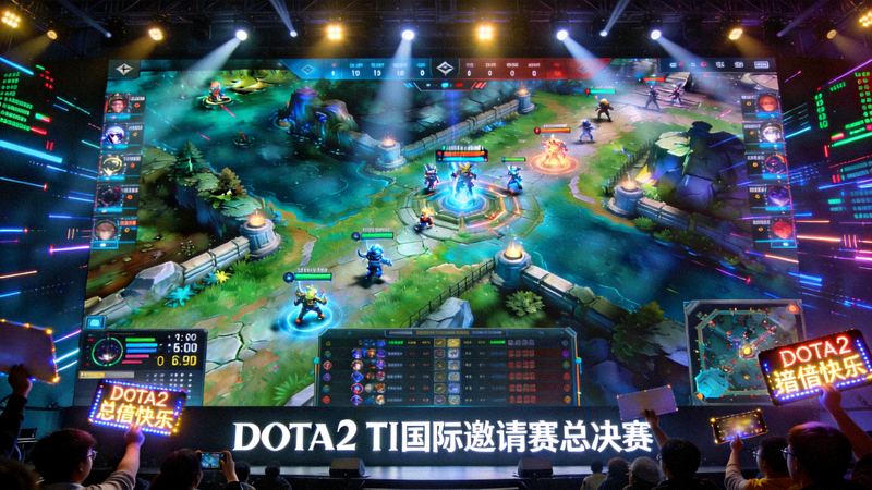 DOTA2 TI国际邀请赛总决赛现场大屏战术回放画面
