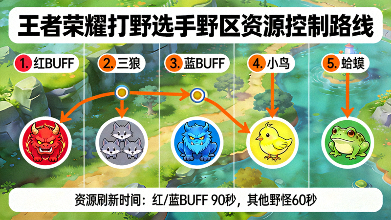 王者荣耀打野选手野区资源控制路线示意图